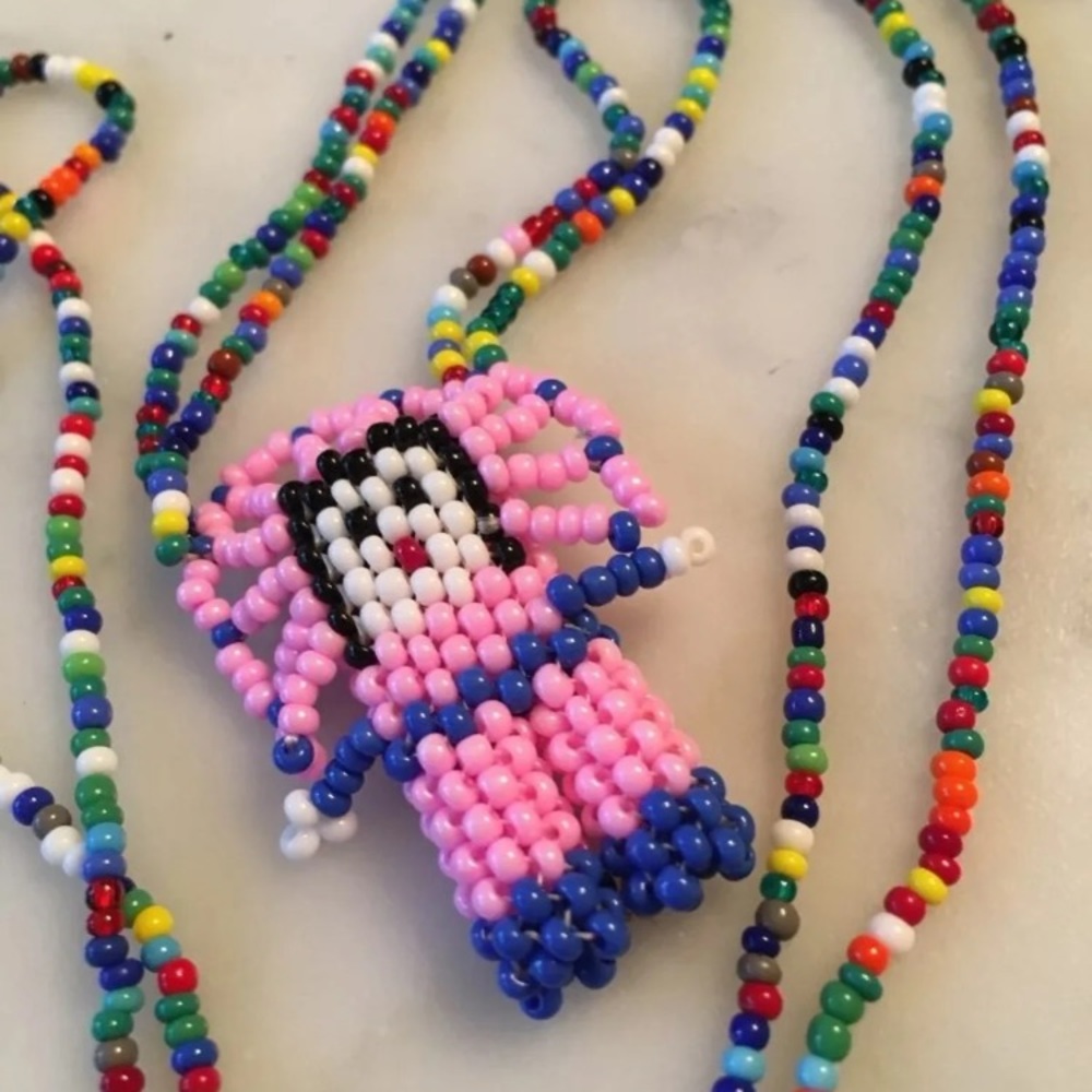 Vintage Indian Chief Native Bead Necklace